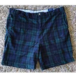 Mens Size 42 Polo Green/Blue Plaid Shorts